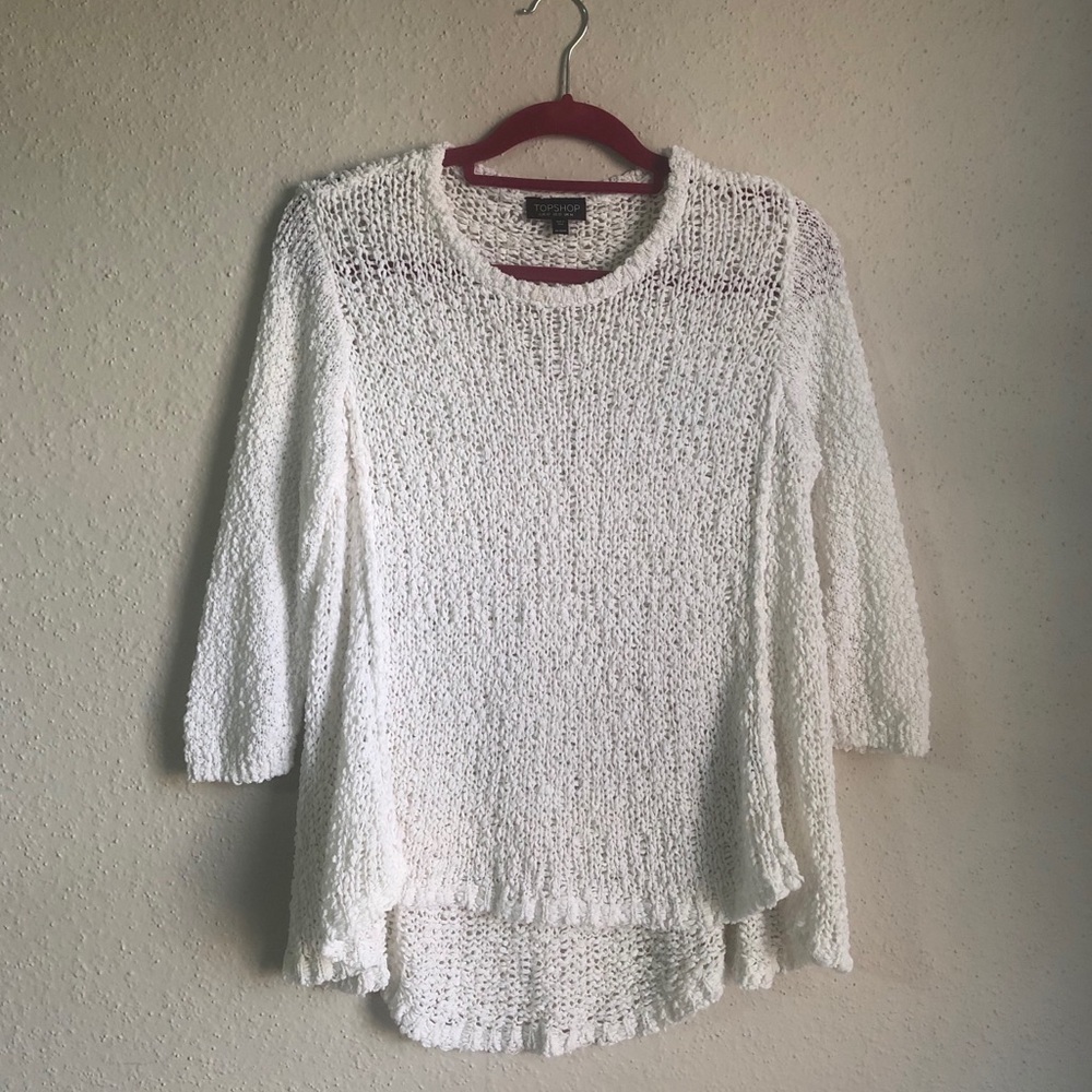Topshop white knit net blouse Size 10